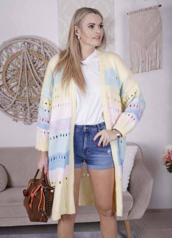Světle žlutý maxi kardigan VIBES PASTEL