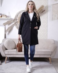 Černé delší sako / kabátek z máslového materiálu VICTORY