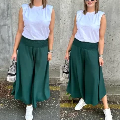Tmavě zelená kalhotová sukně SUPRENA