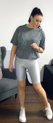 Šedé lesklé legíny nad koleno ASTRID