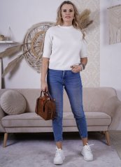 Bílý svetřík s krátkým rukávem RUFFLES