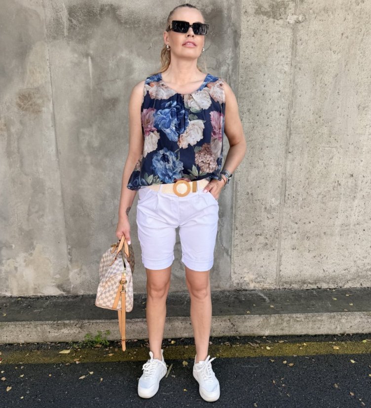 Bílé bermudy s elastickým páskem RIVIERA
