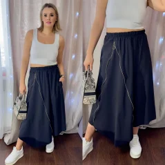 Černá dlouhá sukně zdobená zipem LUXY