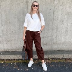 Čokoládově hnědé trendy barrelové kalhoty METFISS