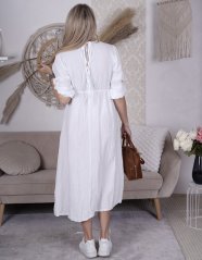 Bílé dlouhé mušelínové šaty TEXASS