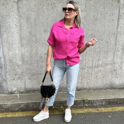 Fuchsiově růžová mušelínová košile ELISHABET