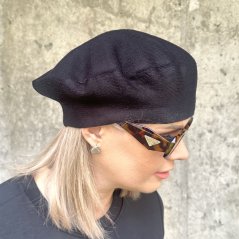 Černý vlněný baret EVICTA