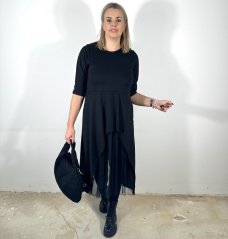 Černé dlouhé kombinované šaty s tylem GRACE
