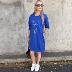 Královsky modré bavlněné šaty s decentním potiskem DAHLIA