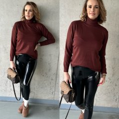 Čokoládově hnědý basic svetr s rolákem FULLER