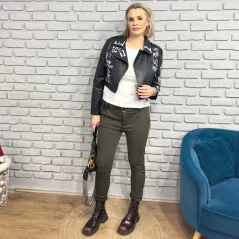 Khaki trendy kalhoty s páskem VICTORY