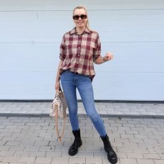 Burgundy červená karovaná košile WESTERN
