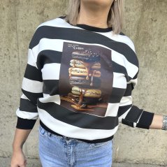 Černá pruhovaná mikina MACARON MOOD