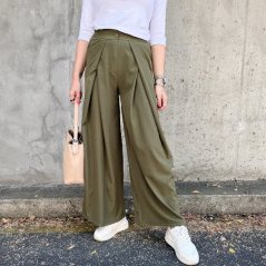 Khaki trendy širší kalhoty PRESTIGE