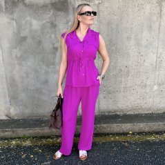 Magentově fialová souprava kalhoty a košile bez rukávu CALYPSO