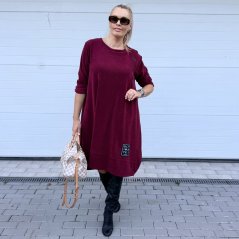 Burgundy červené cordové šaty tulipánového střihu ULTIMATE