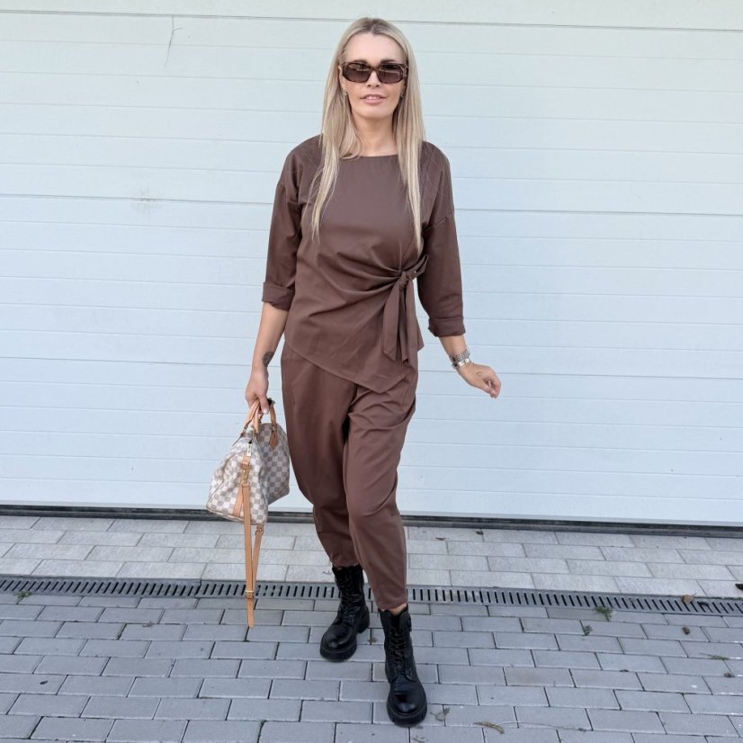Čokoládově hnědá trendy souprava ELEGANT CHIC LONG