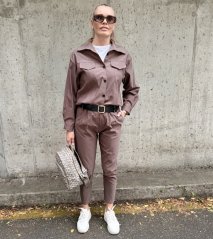 Mokka hnědá  košilová elastická bunda MADISON