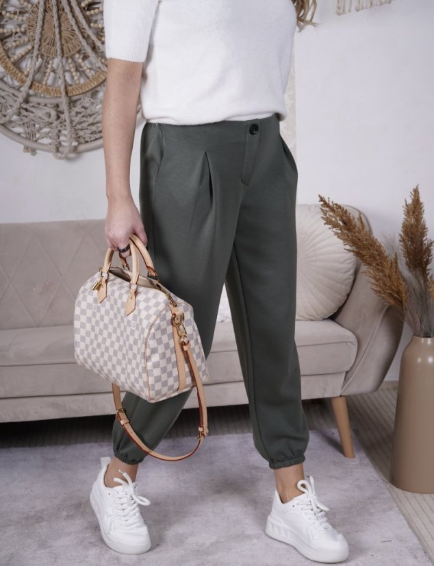 Khaki kalhoty z máslového materiálu MISSA